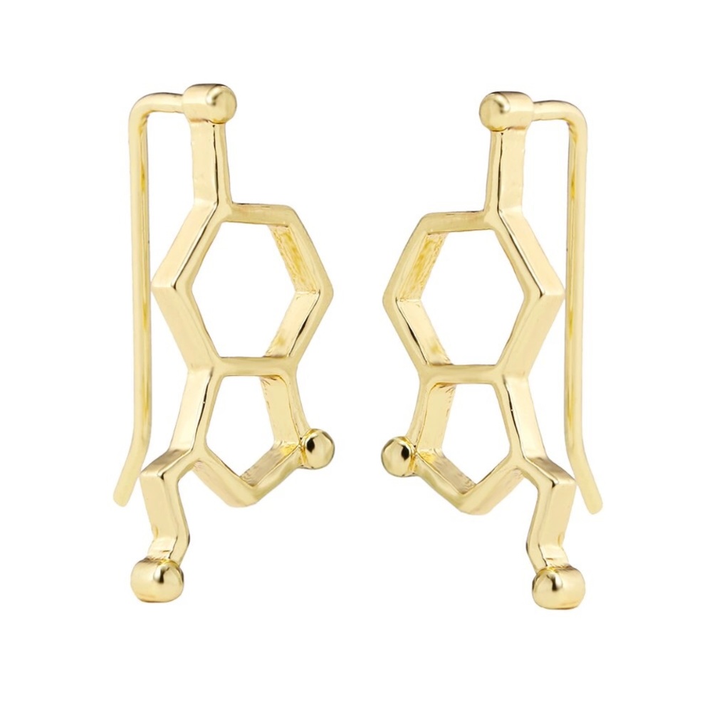 Serotonin Molecule Ear Climbers - Picture 5 of 6